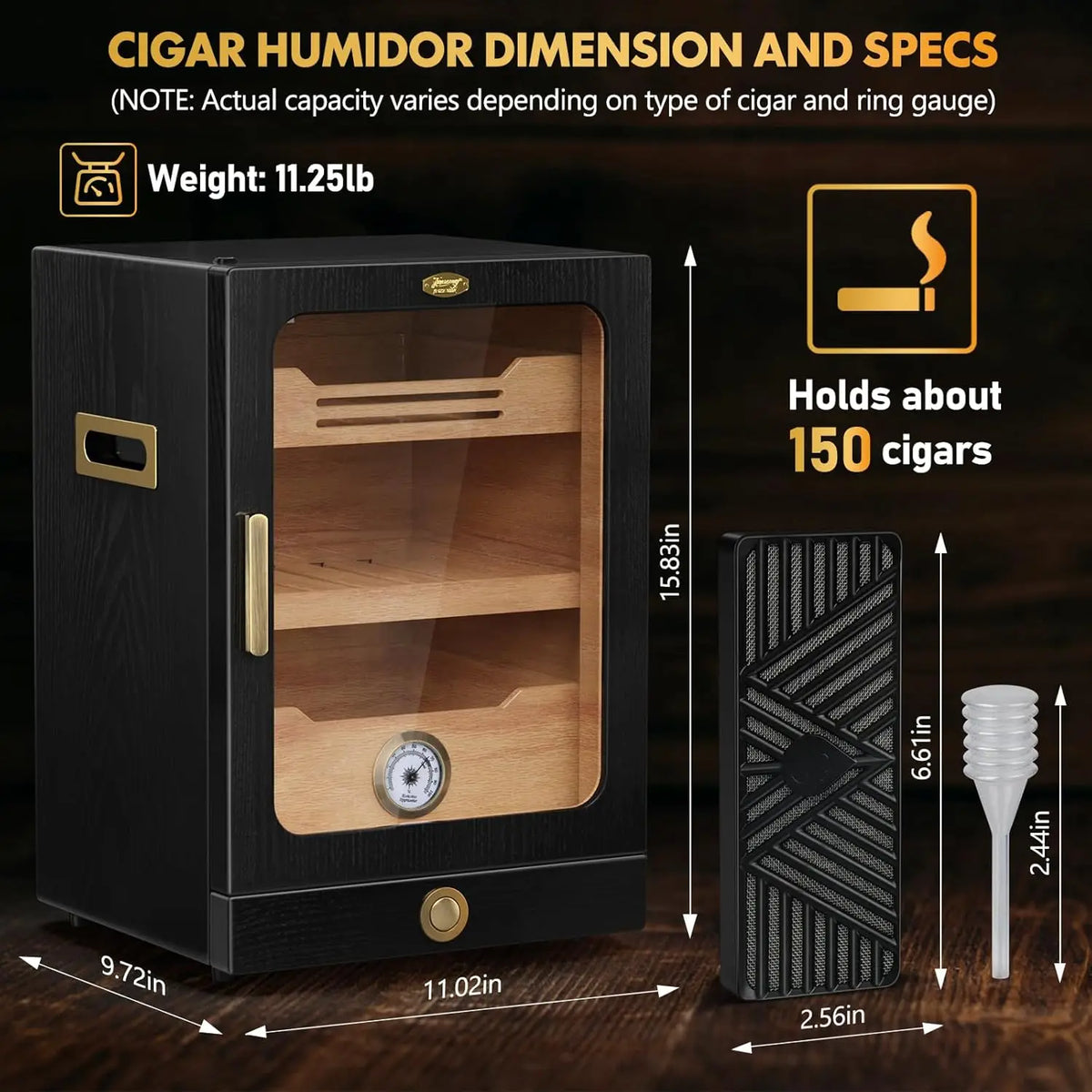 Tesonway Cigar Humidor Cabinet With Cedar Shelves And Hygrometer
