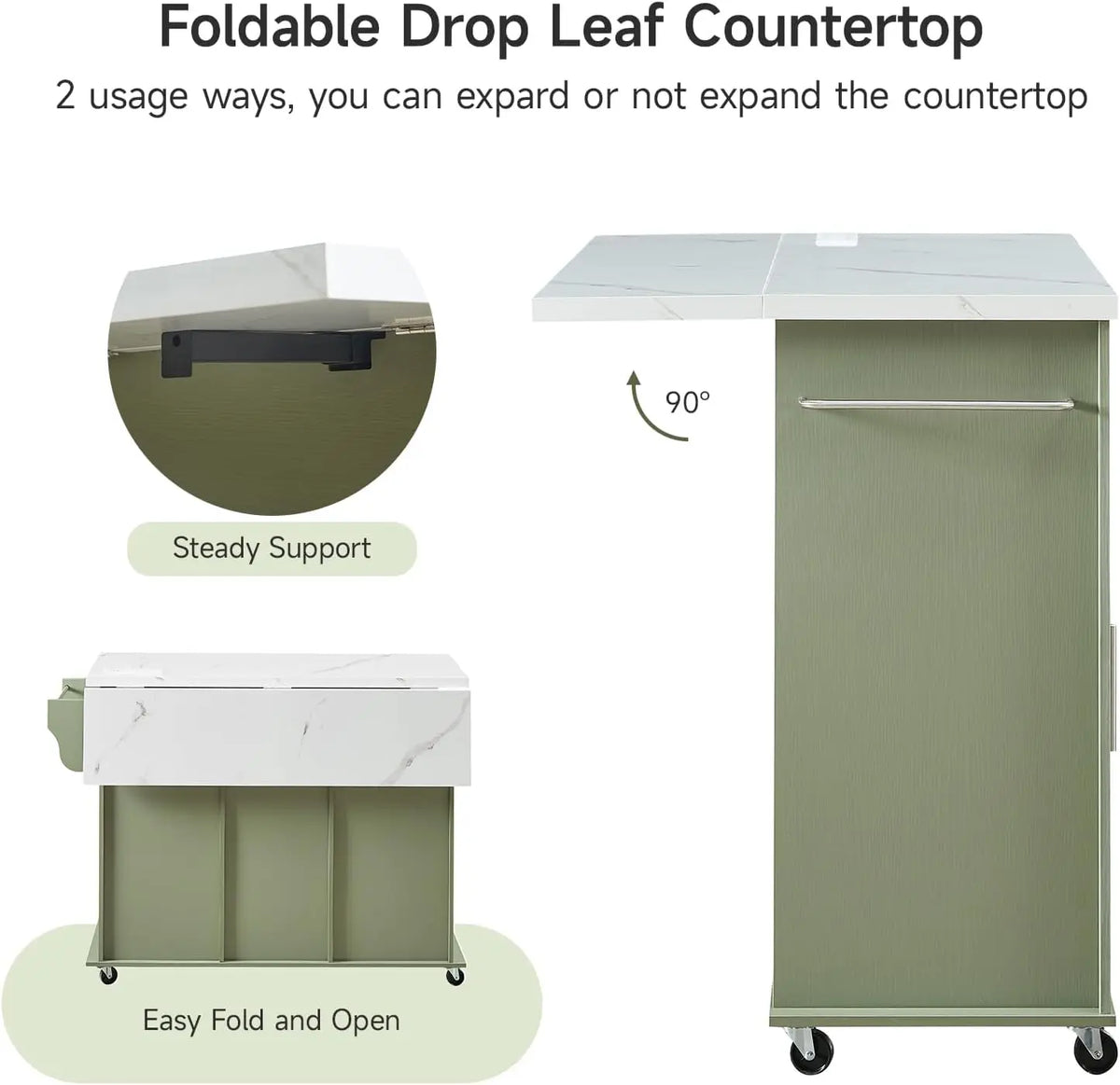 ONBRILL Rolling Kitchen Island Cart With Storage And Power Outlet