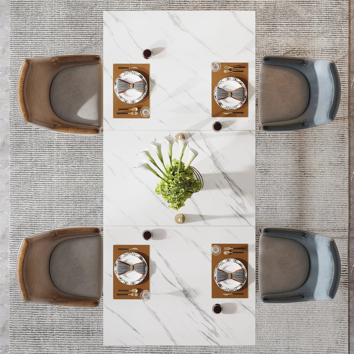 Tribesigns Dining Table With Faux Marble Top 4 To 6
