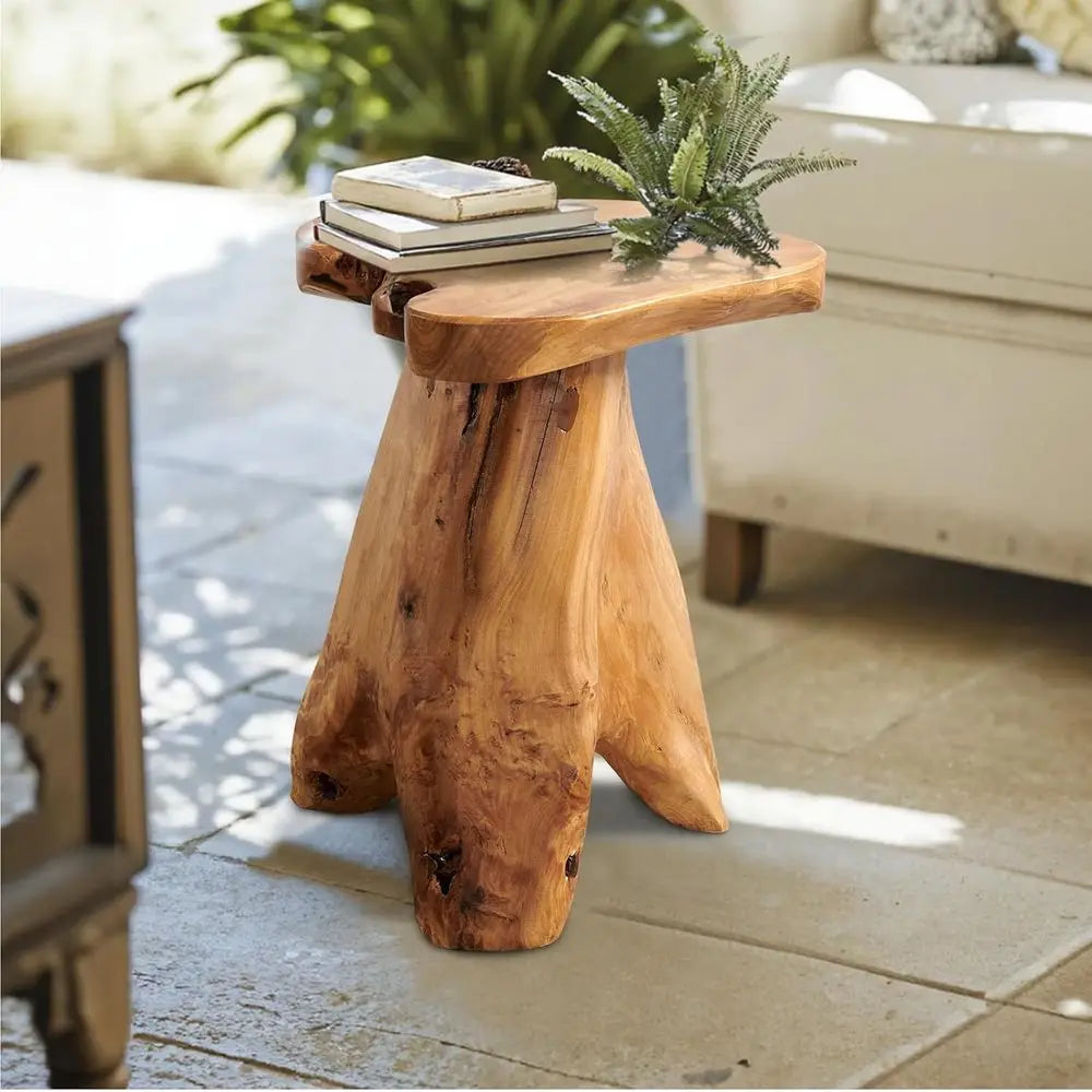 Live Edge Natural Wood Stump Side Table, 14x13x18H, Rustic Plant Stand, Accent Table for Home & Outdoor Decor