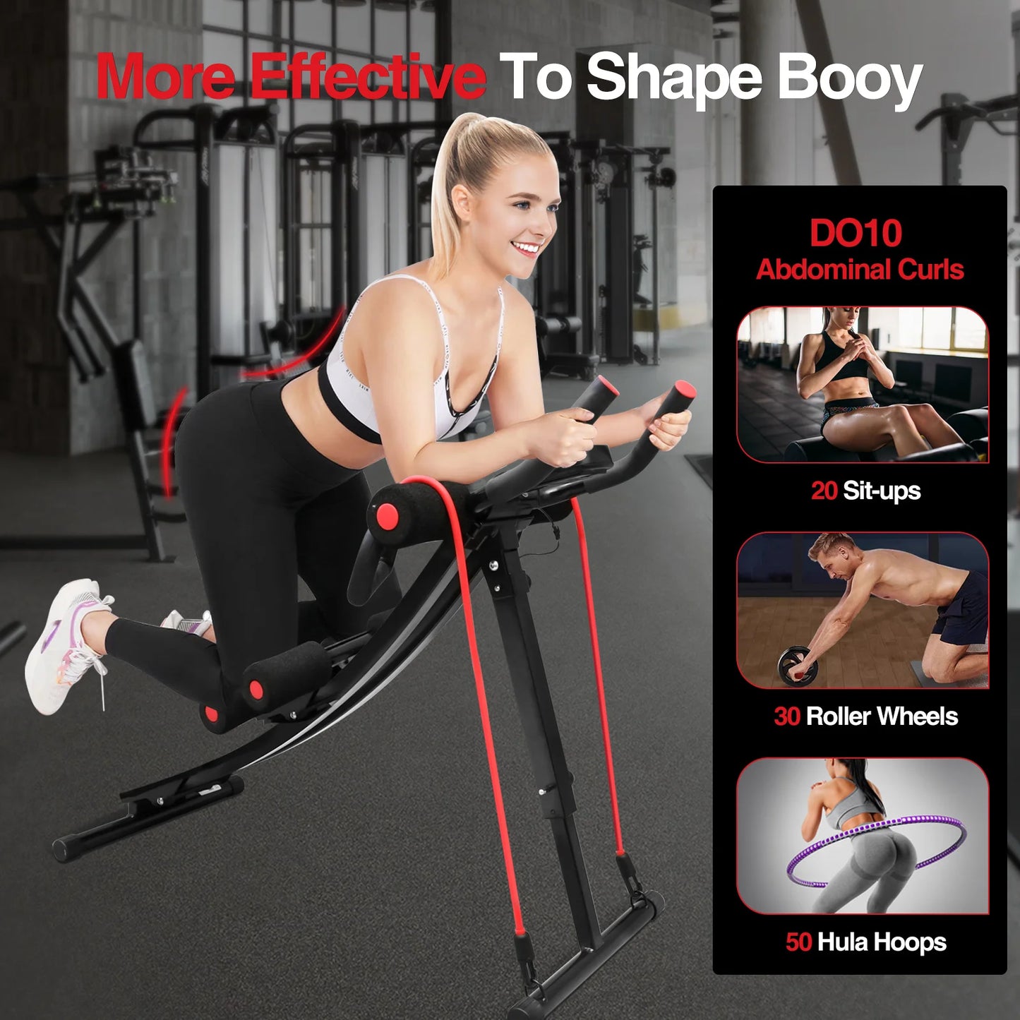 Foldable Ab Machine With LCD Display For Home Abdominal Trainer