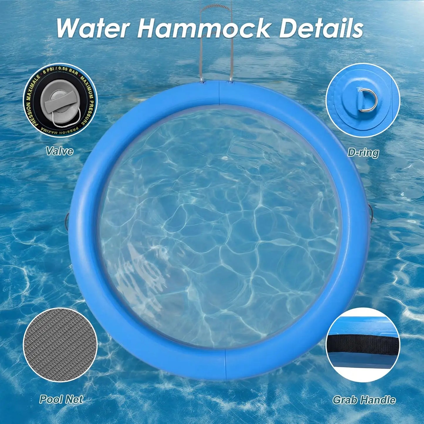 Water Hammock Inflatable Float Ring With Mesh Design