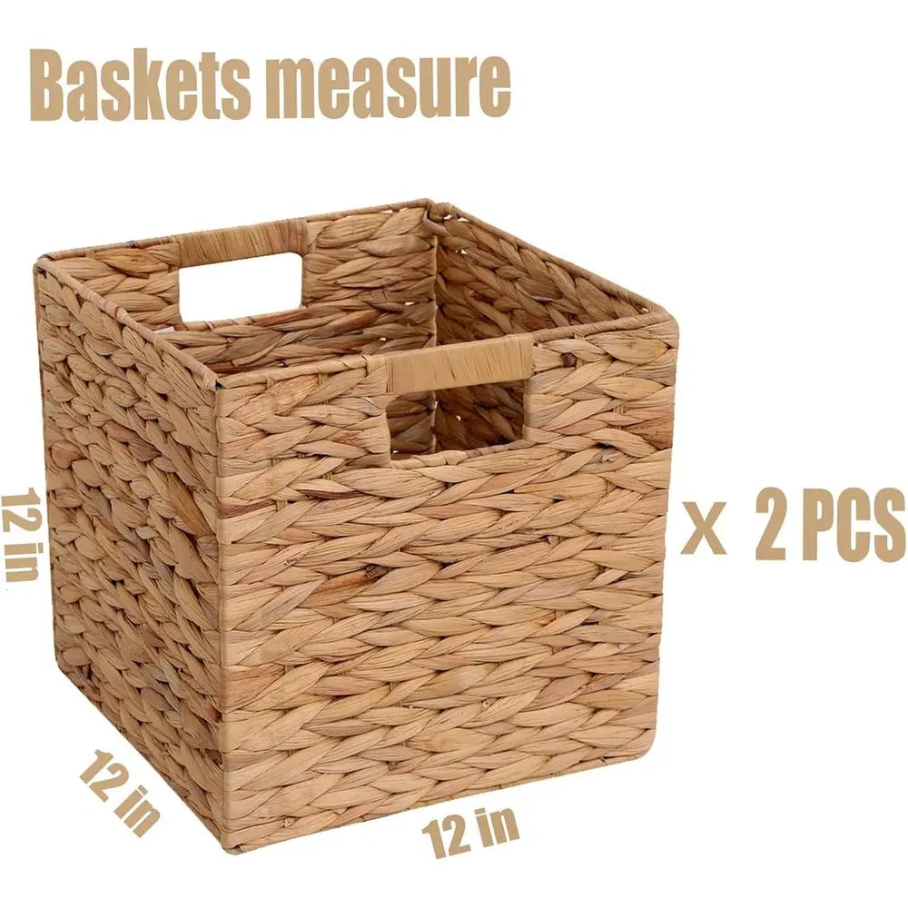 Storage Basket Set of 2, 12x12x12 Inch - Handmade Woven Basket for Closet, Shel Organization & Decor