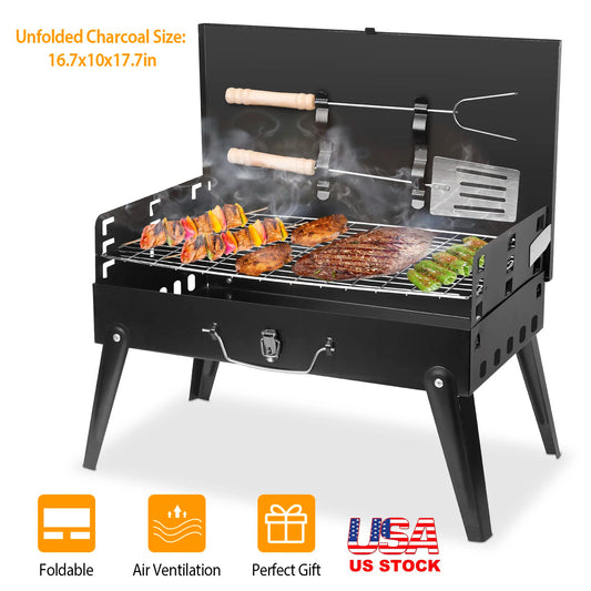 Portable Charcoal BBQ Grill Foldable Legs With 3 Level Height
