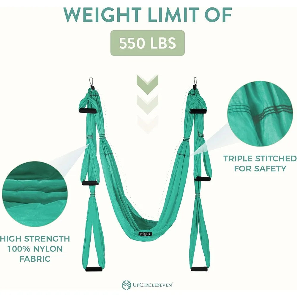 UpCircleSeven Aerial Yoga Swing With Padded Handles And Ceiling Mount