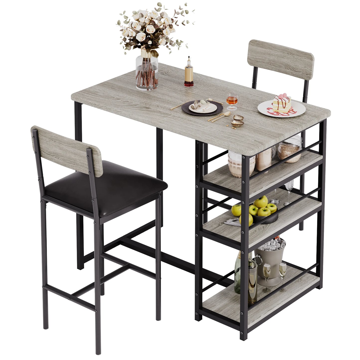 HobbyLane 3 Piece Dining Table Set With 2 Padded Chairs