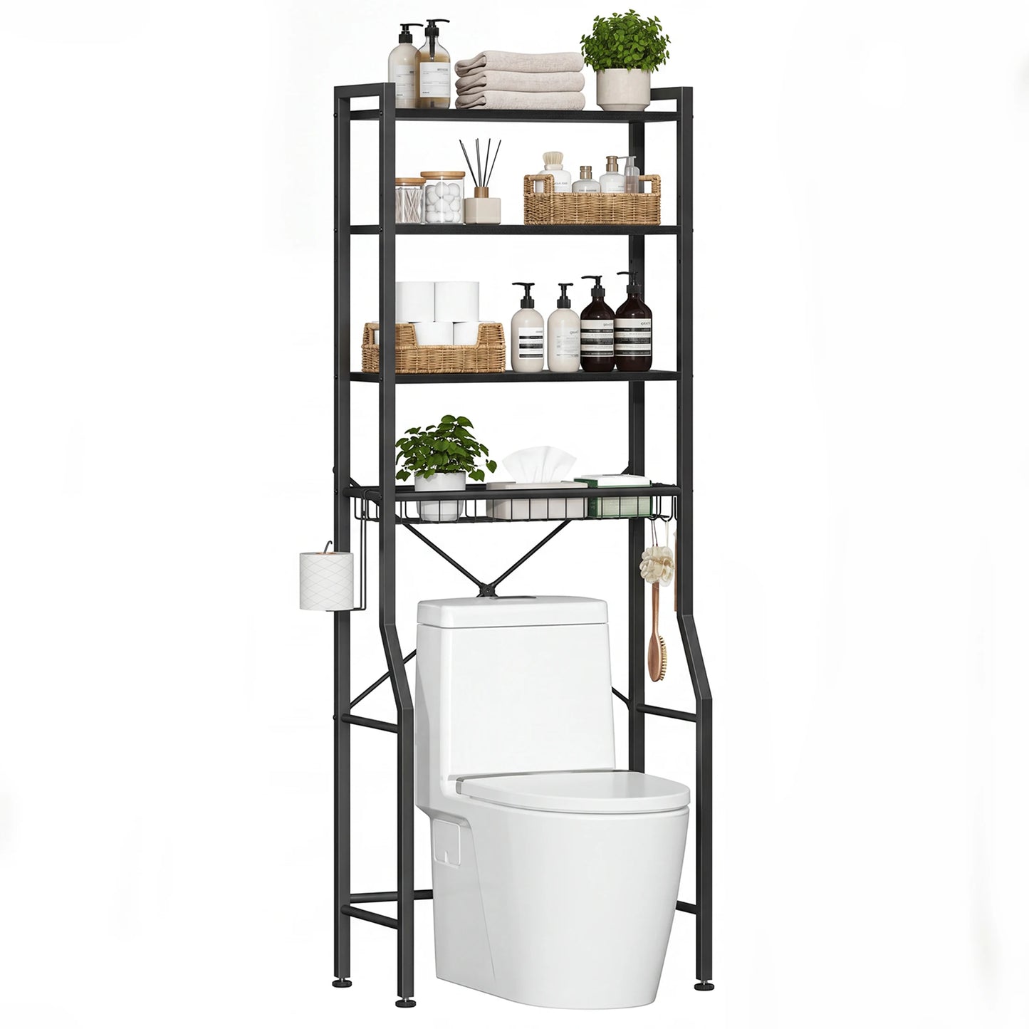 JHK 4 Tier Freestanding Bathroom Over Toilet Storage Organizer Rack