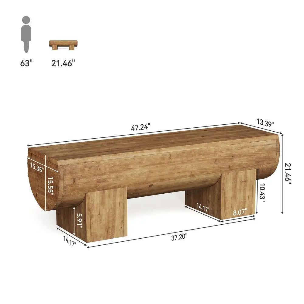 Wood Entryway Bench, 47 End of Bed Bench, Farmhouse Indoor Entry Bench Seat for Bedroom, Living Room, Hallway, Brown