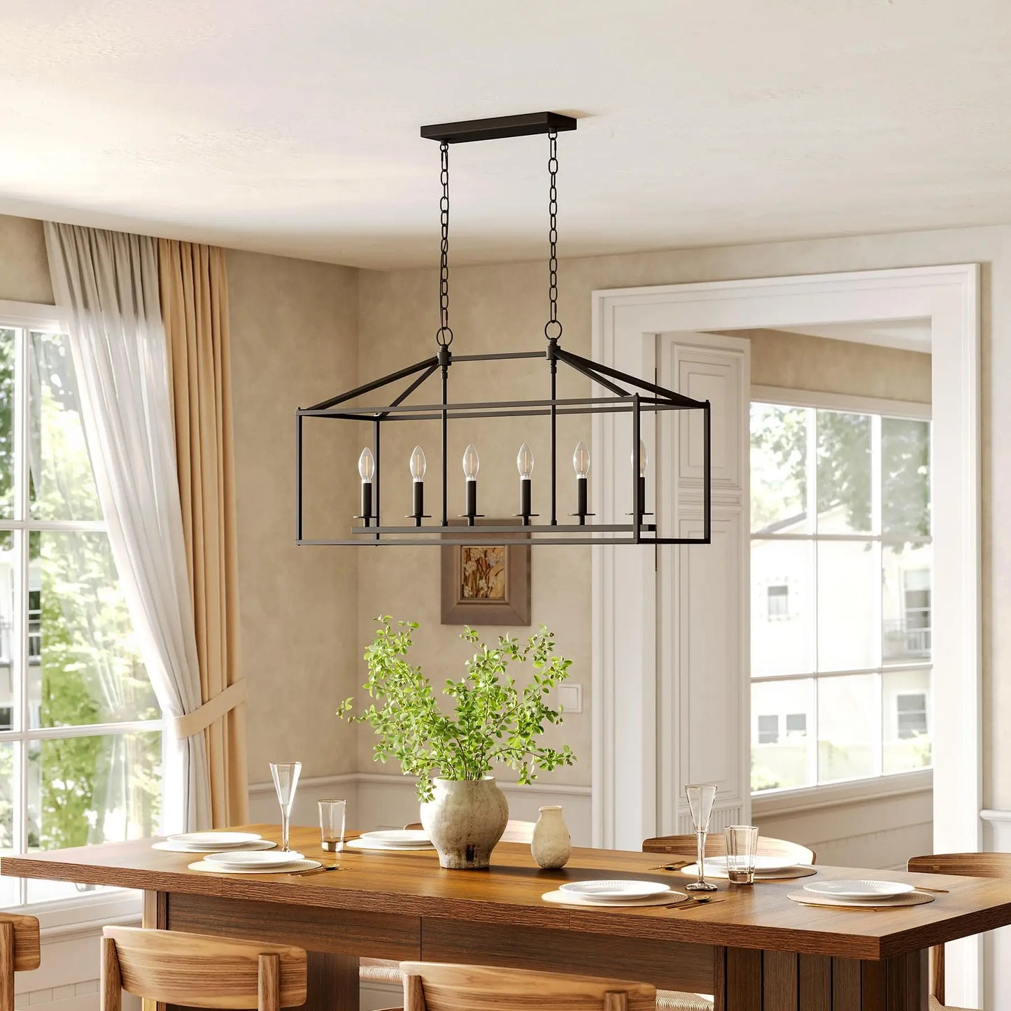Tribesigns Six Light Farmhouse Kitchen Island Pendant Light