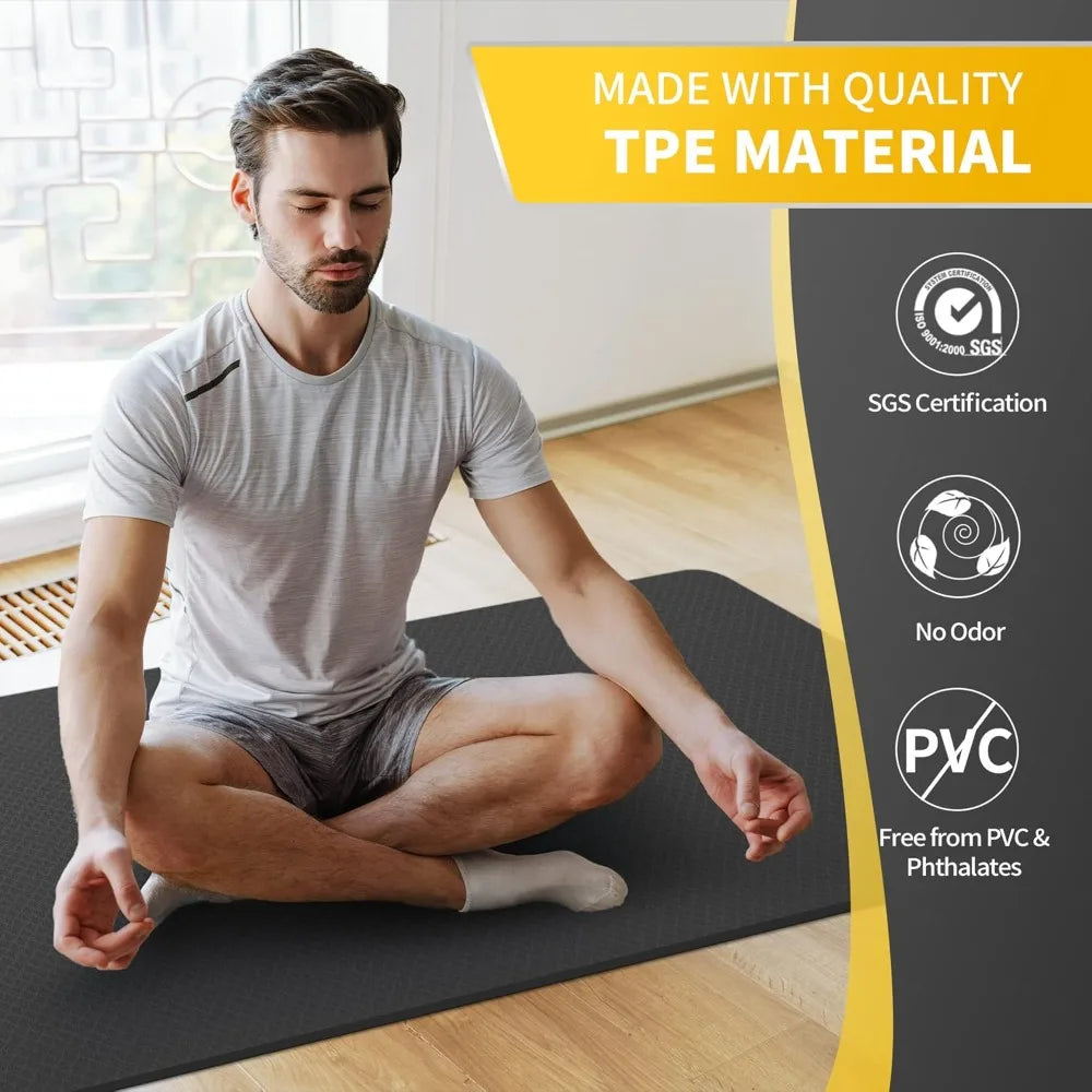 CAMBIVO TPE Yoga Mat Slip Resistant Extra Wide Workout