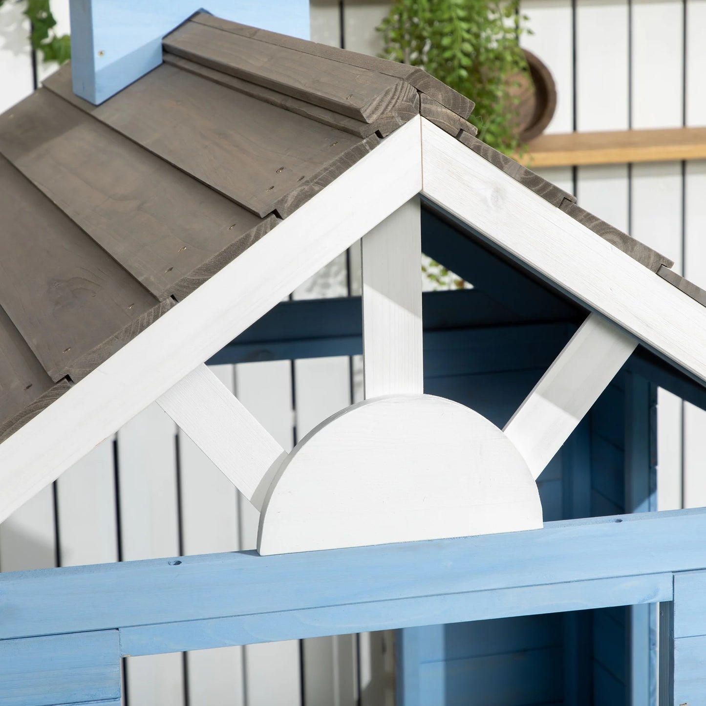 Outsunny Country Style Wooden Kids Playhouse With Flower Pot Holders