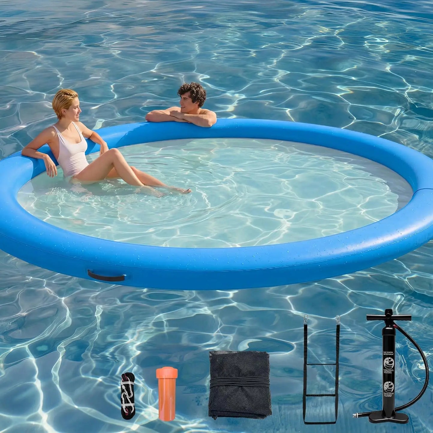 Water Hammock Inflatable Float Ring With Mesh Design