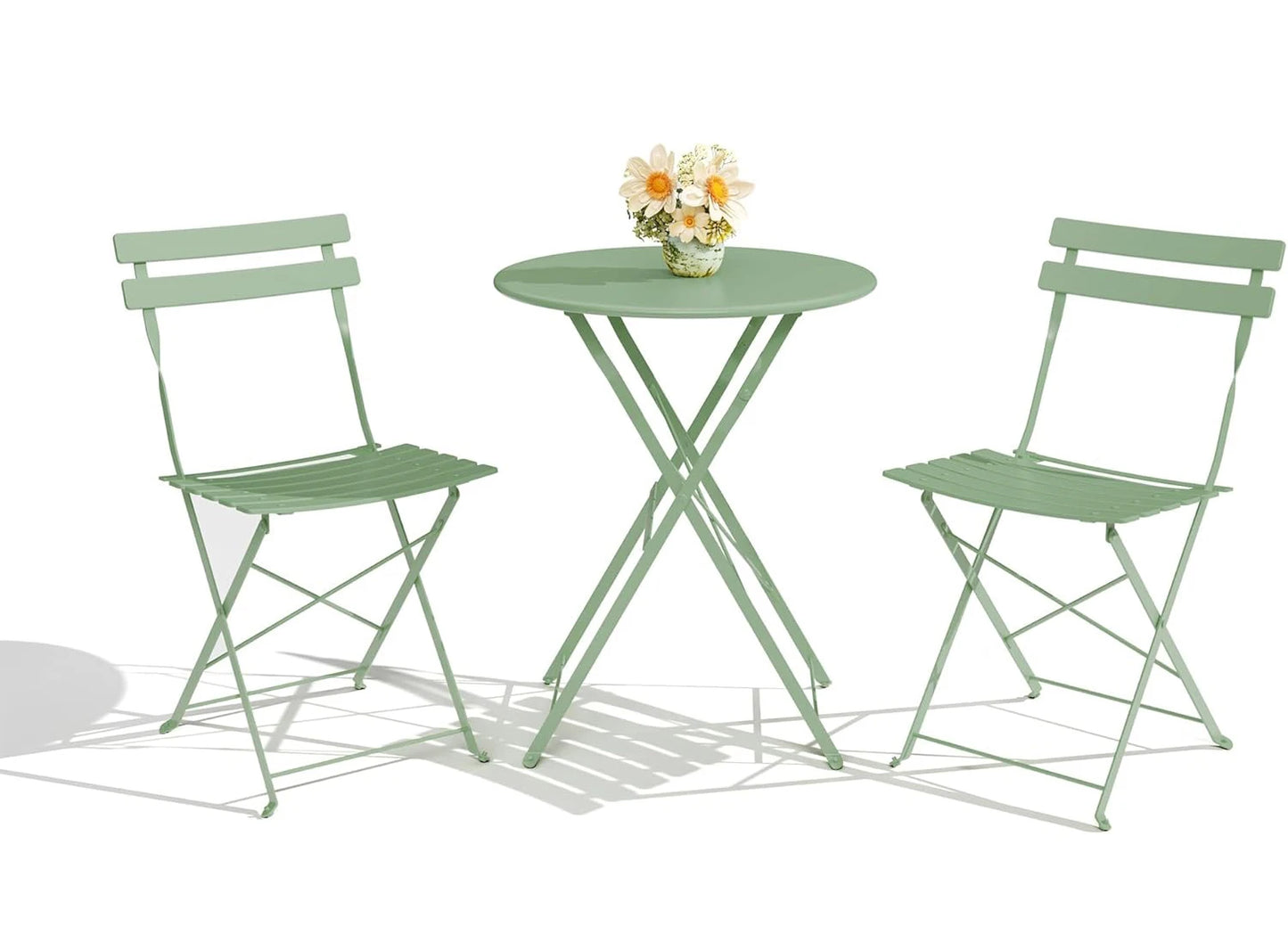 TWISTER.CK Patio Bistro Set, Folding Metal Table And Chairs