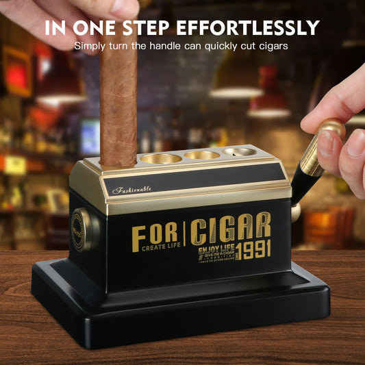Scotte Tabletop Cigar Cutter With Guillotine And Dual Cut Blades