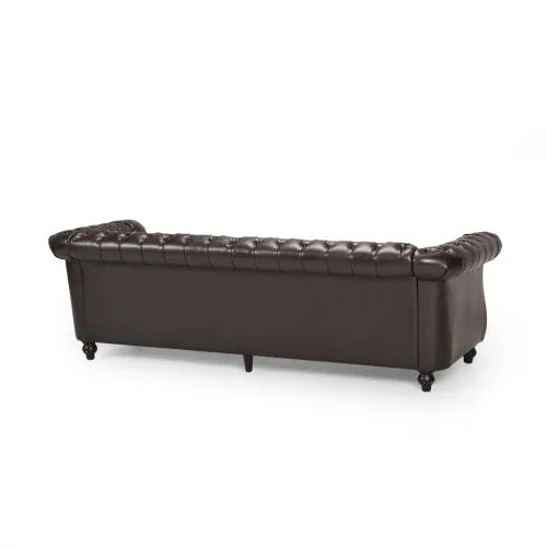 Classic Chesterfield Sofa - Button Tufted, Nailhead Trim, Scrolled Arms & Low Profile Design