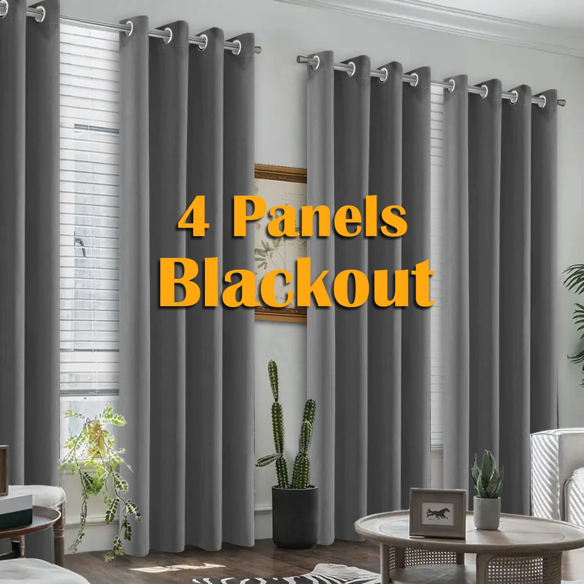 Blackout Curtains 4-Piece Heat Insulated Grommet Set For Bedroom