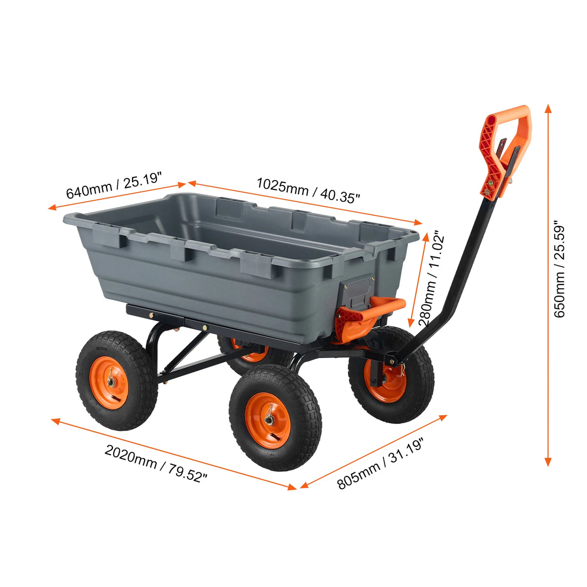 SucceBuy Heavy Duty Garden Dump Cart With Steel Frame
