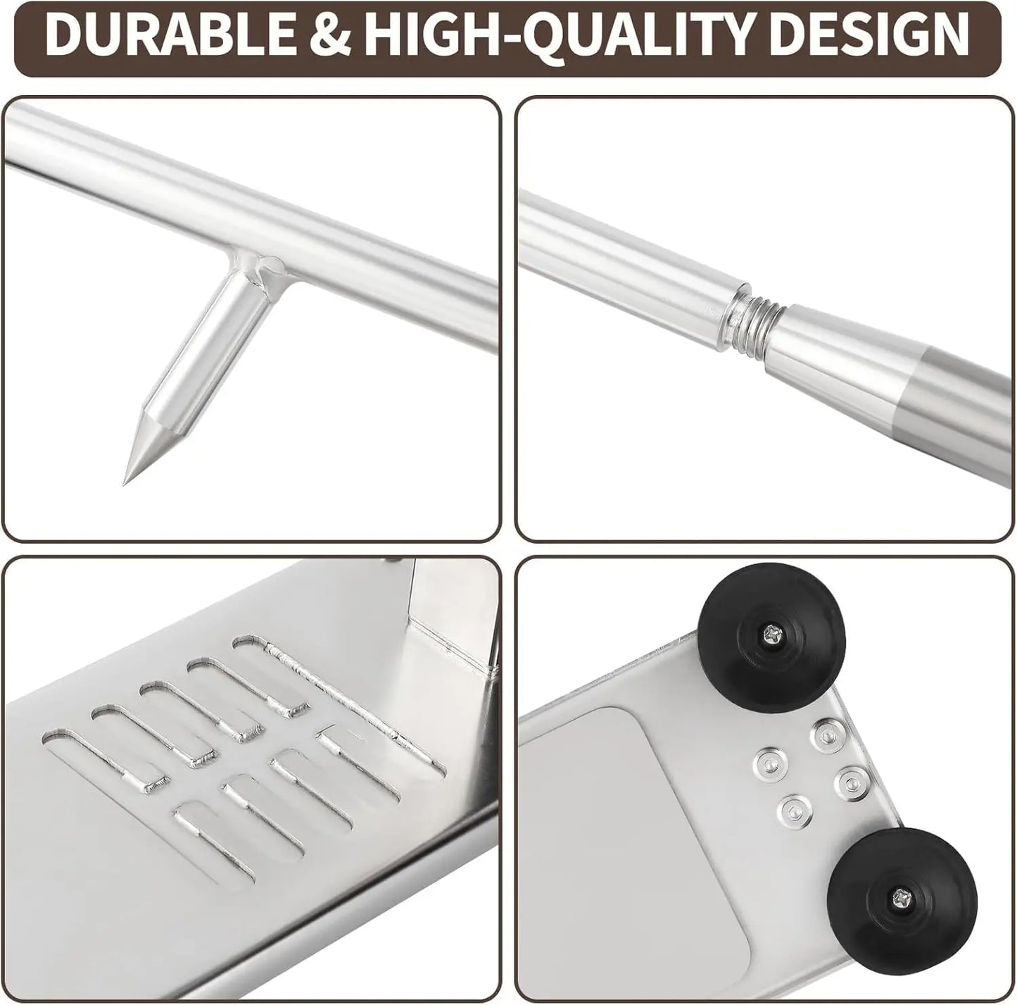 Adjustable Oyster & Clam Opening Tool Set, 4-Level Height Adjustment with Stainless Steel Base, Suction Cups, G-Clamp