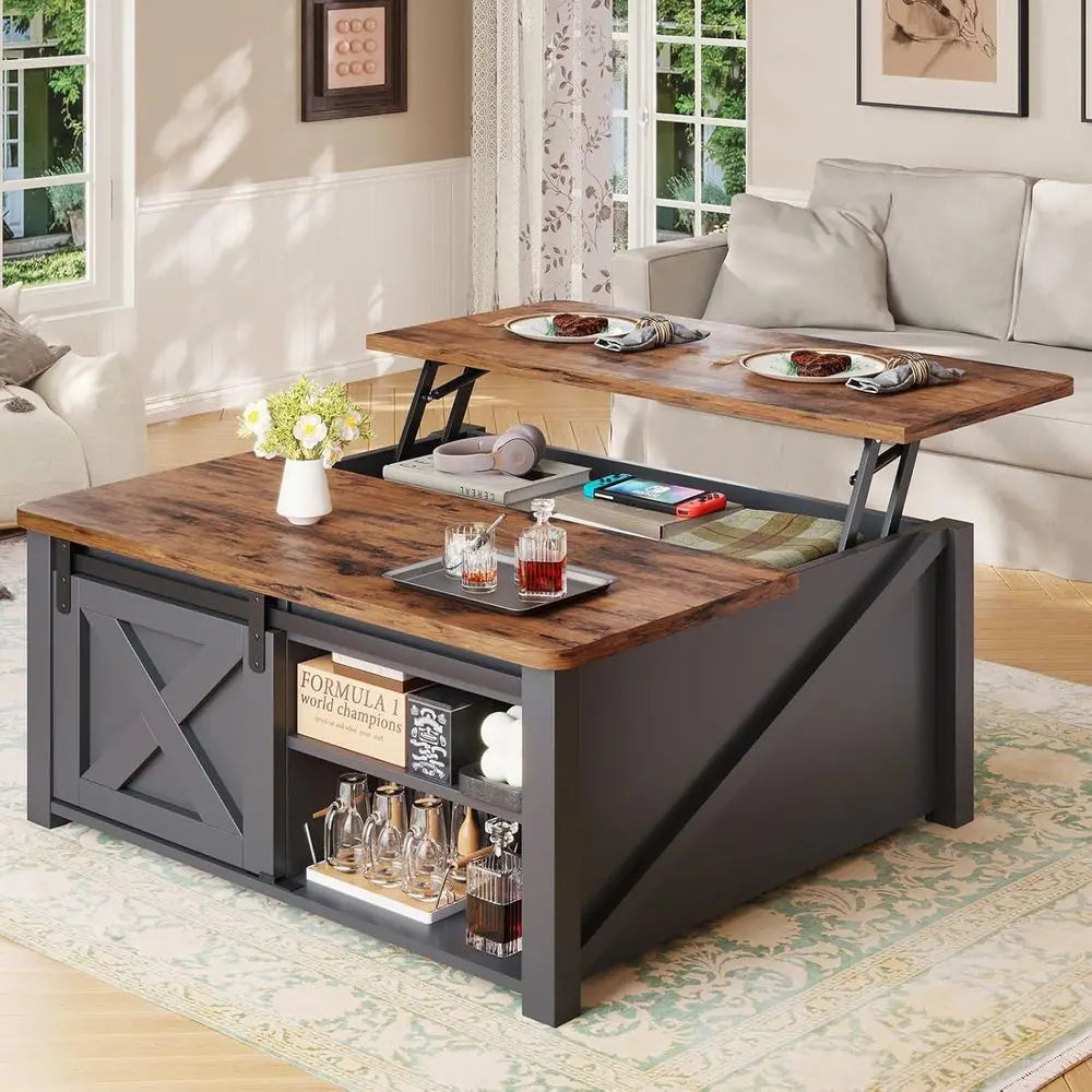 Farmhouse Lift Top Coffee Table With Hidden Storage