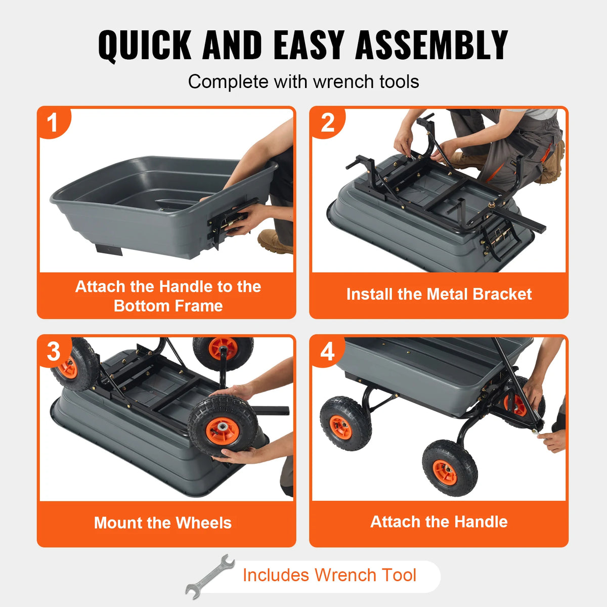 SucceBuy Heavy Duty Garden Dump Cart With Steel Frame