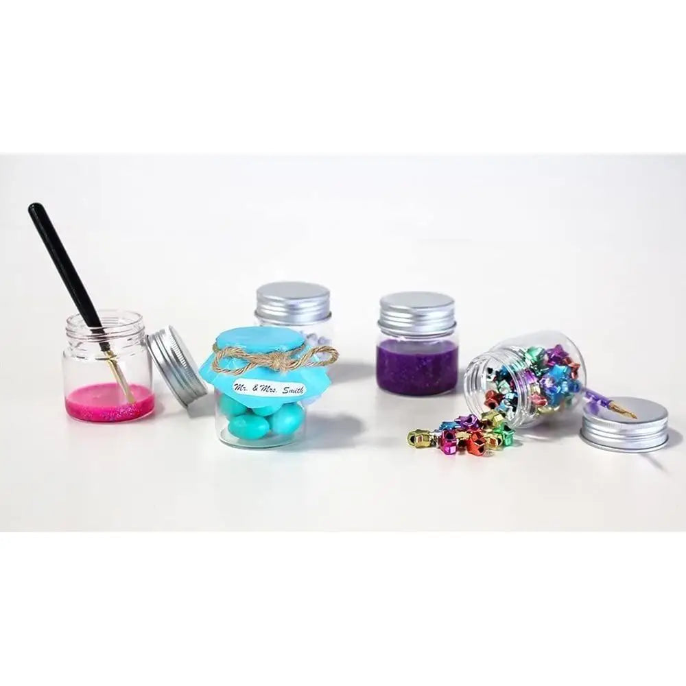 Mini Glass Spice Jars with Lids - 1.7 oz, Clear Art Deco, 5-Pack - Jars with Lids or Spices, Jams & Crafts