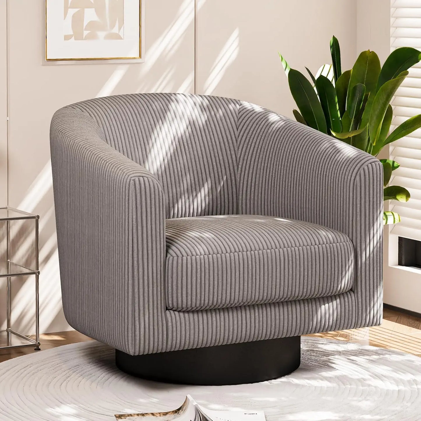 Modern Corduroy Swivel Accent Chair For Living Room Decor