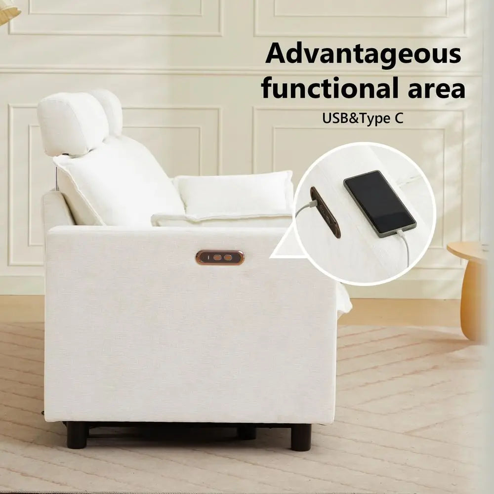 Power Reclining Sofa Cloud Couches for Living RoomCloud Couch Sectional with Storage Drawer,3 Seater Reclining Couches, Chenill