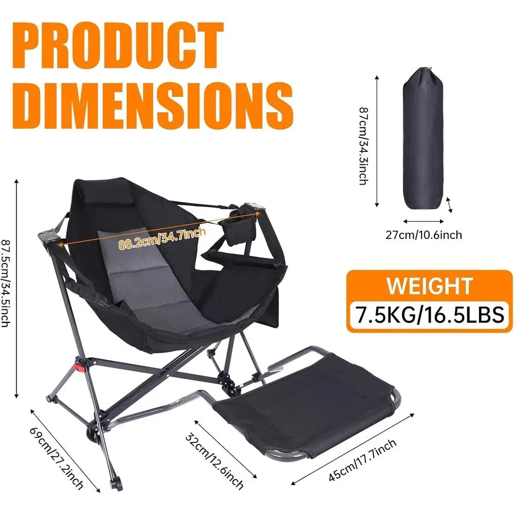 Portable Outdoor Hammock Chair with Stand, Removable Footrest, Carry Bag, and Cup Holder - Ideal for Camping, Hiking, Picnics, a