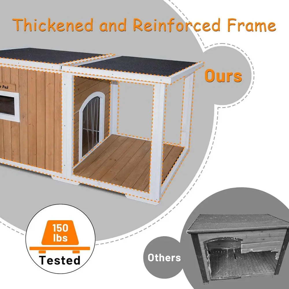 Insulated Outdoor Dog House With Elevated Floor And Openable Roof