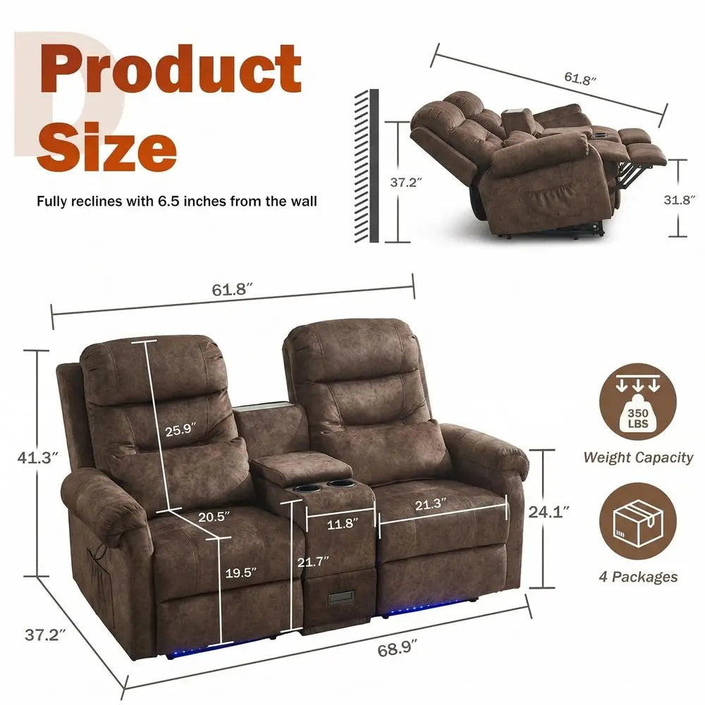 Dual Power Lift Recliner Loveseat for Elderly, 2Seat Electric Recliner Sofa with Massage amp Heat, Double Reclining Seating w C