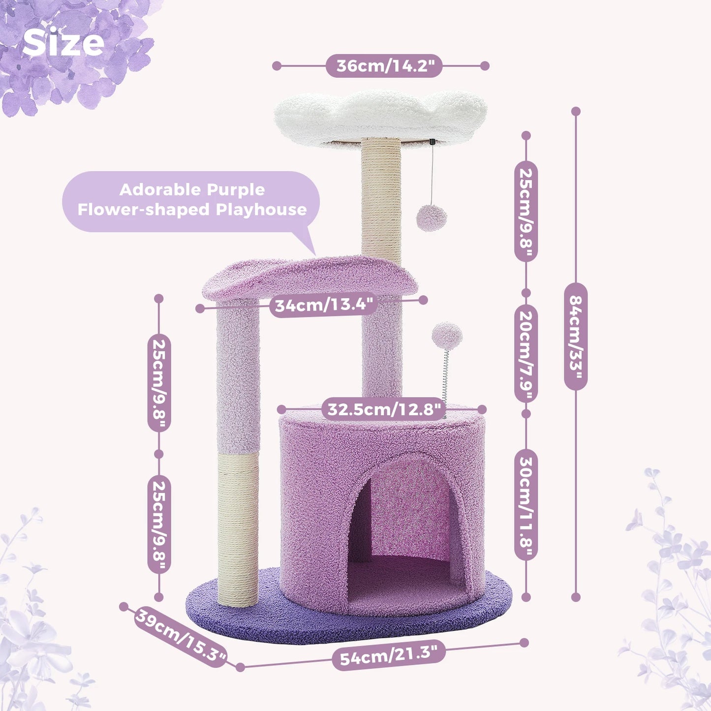 PEQULTI Flower Cat Tree for Indoor Cats With Plush Perches