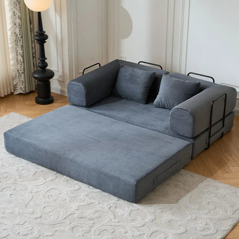 Convertible Futon Sofa Bed Foldable Couch With L Shaped Arms