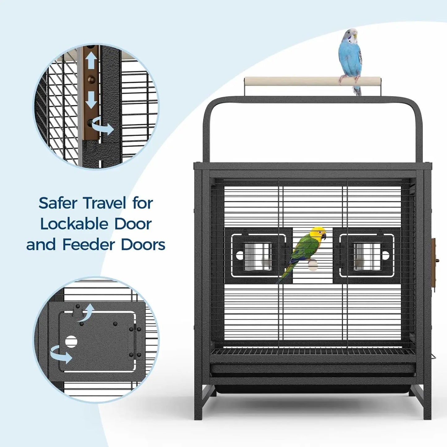 HiMISS Portable Small Bird Travel Cage With Removable Tray