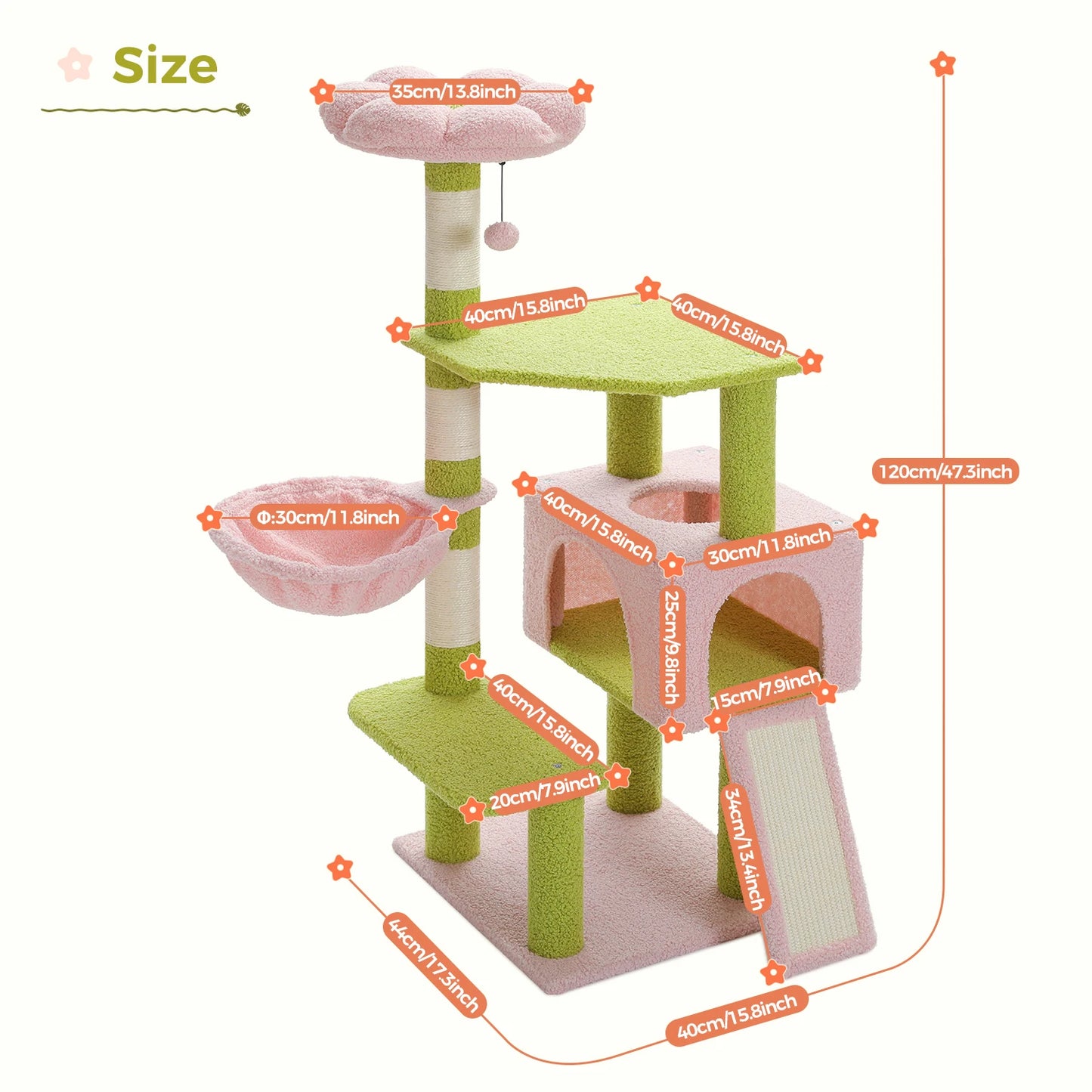 PAWZ Road Flower Cat Tree Tower With Sisal Scratching Posts