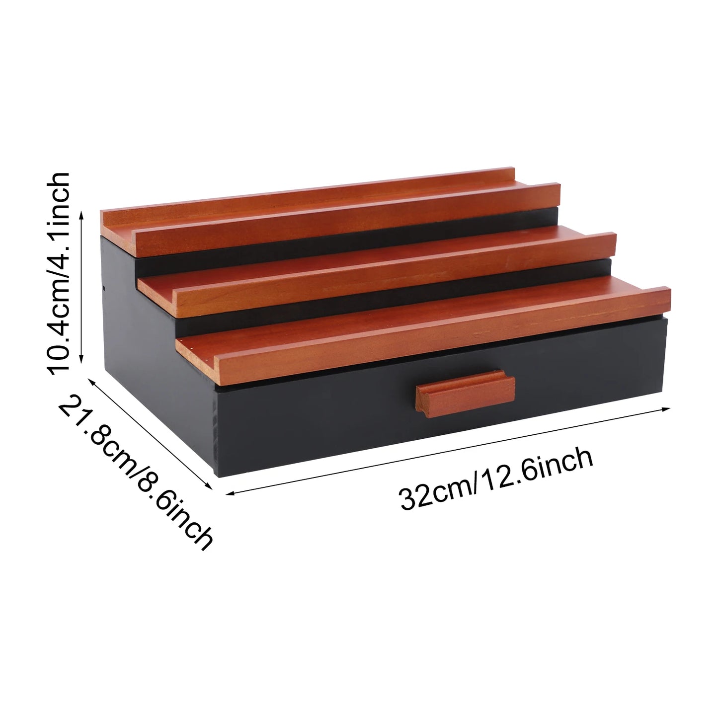 Wood 3 Tier Perfume Organizer With Drawer Display Stand
