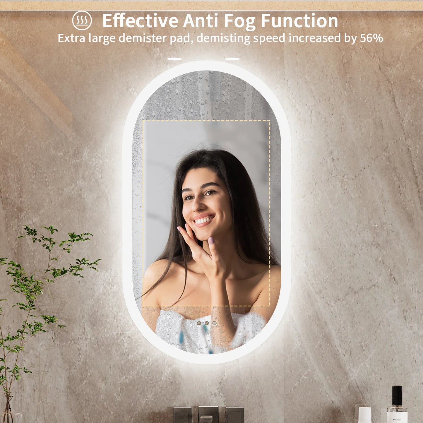 Wisfor LED Oval Bathroom Vanity Mirror With Anti-Fog Lights