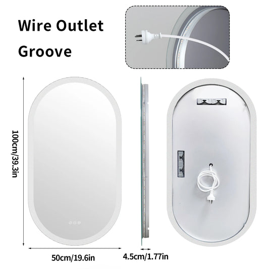 Wisfor LED Oval Bathroom Vanity Mirror With Anti-Fog Lights