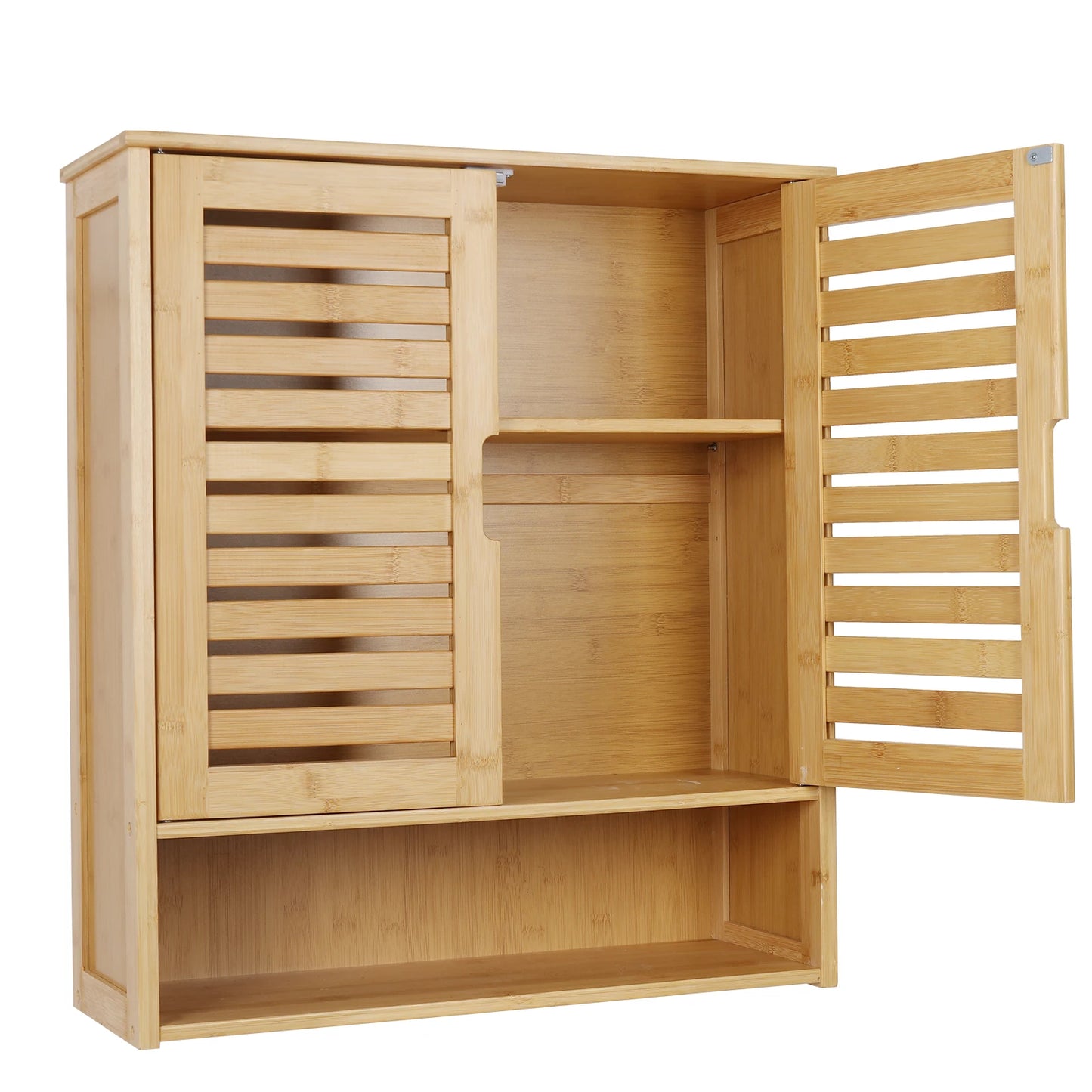 Wisfor Wall Mounted Bamboo Bathroom Cabinet Medicine Storage Shelf