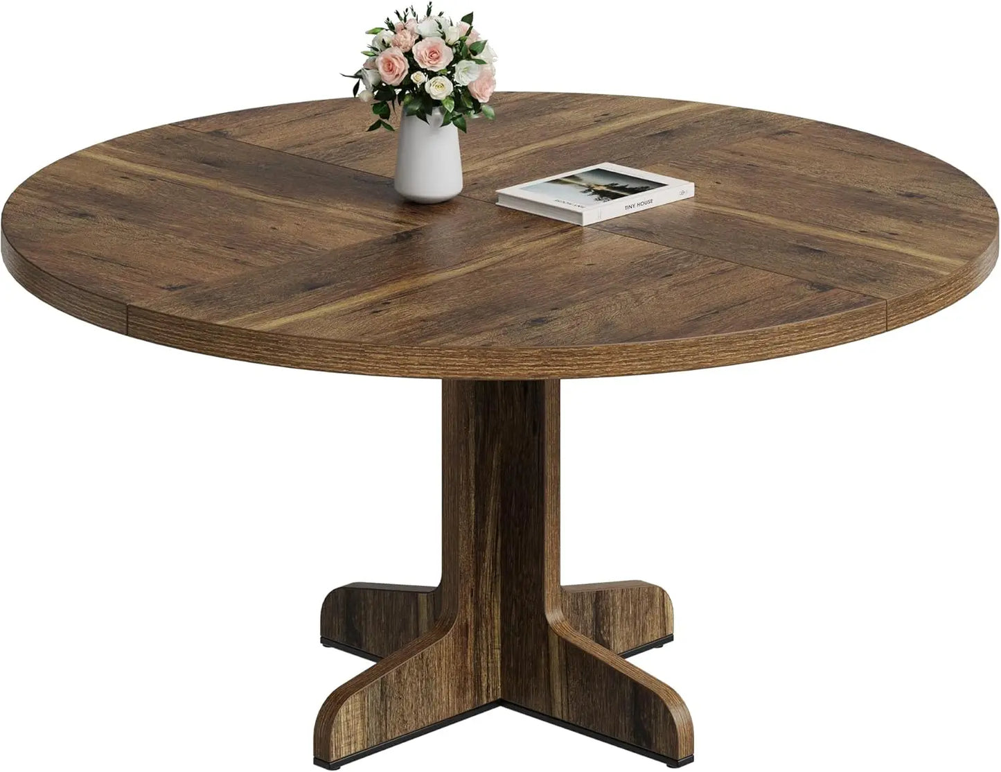 Studyset Round Dining Table for Four Farmhouse Kitchen