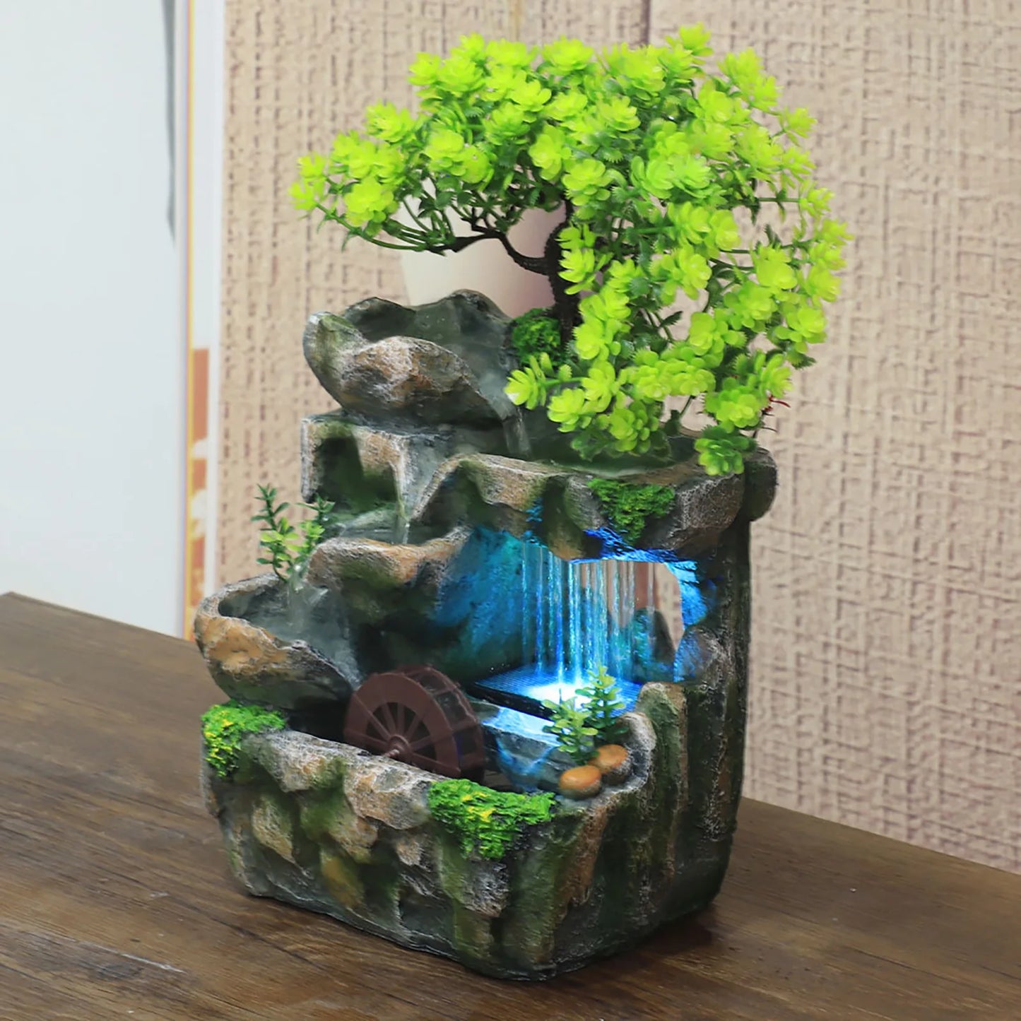 Indoor Room Waterfall Desktop Fountain Colour Changing Led Lighting Zen