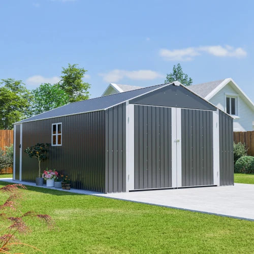 12x20 FT Shed Outdoor Metal Garage Shed with Spacious 1810 CUFT Capacity, All-Weather Protection for Secure Equipment Storage