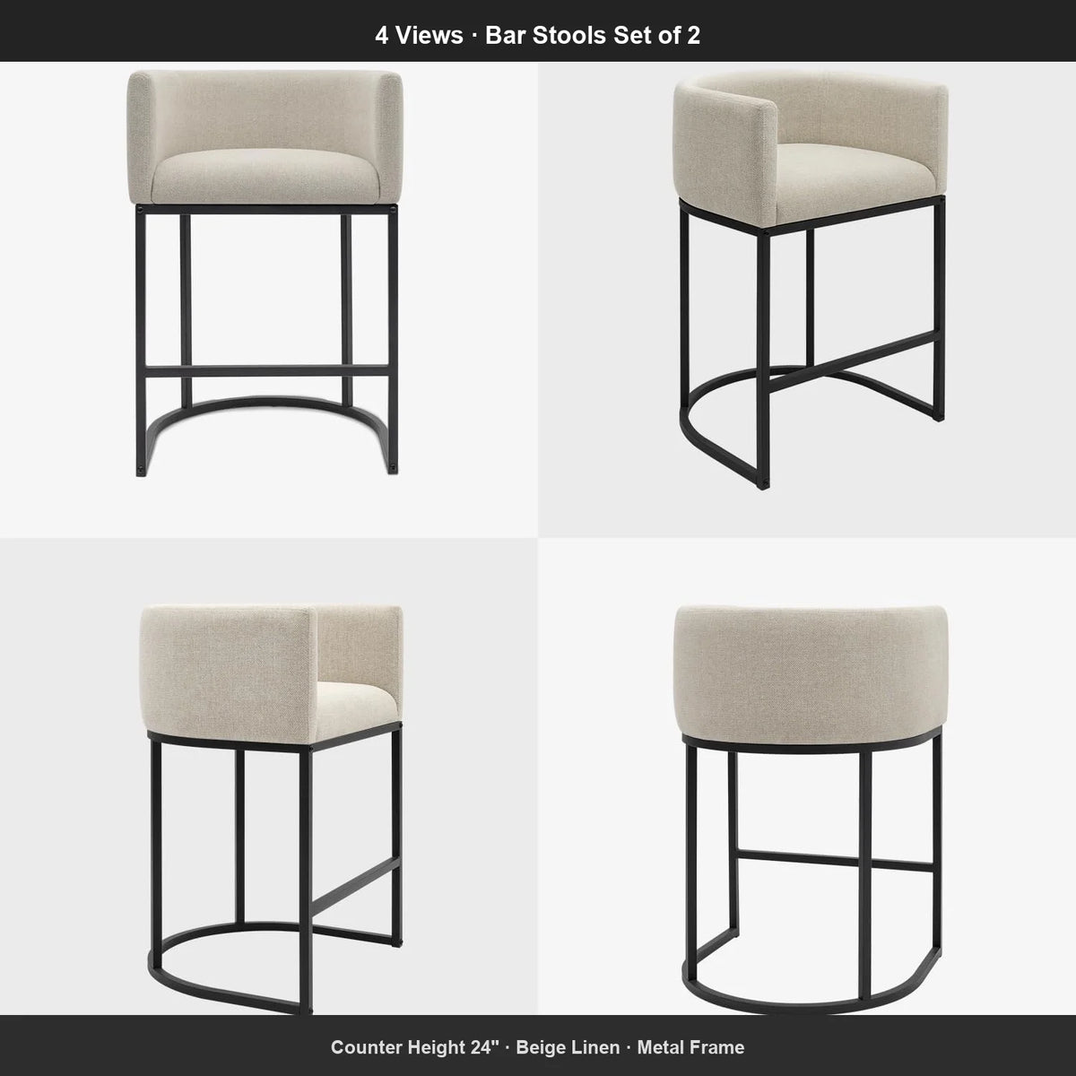 Upholstered Counter Height Bar Stools With Low Back Design