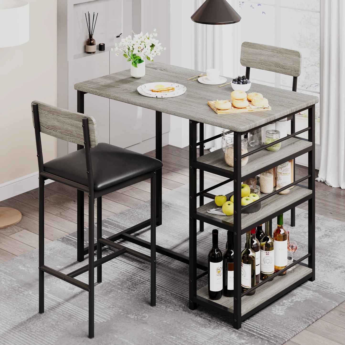 HobbyLane 3 Piece Dining Table Set With 2 Padded Chairs