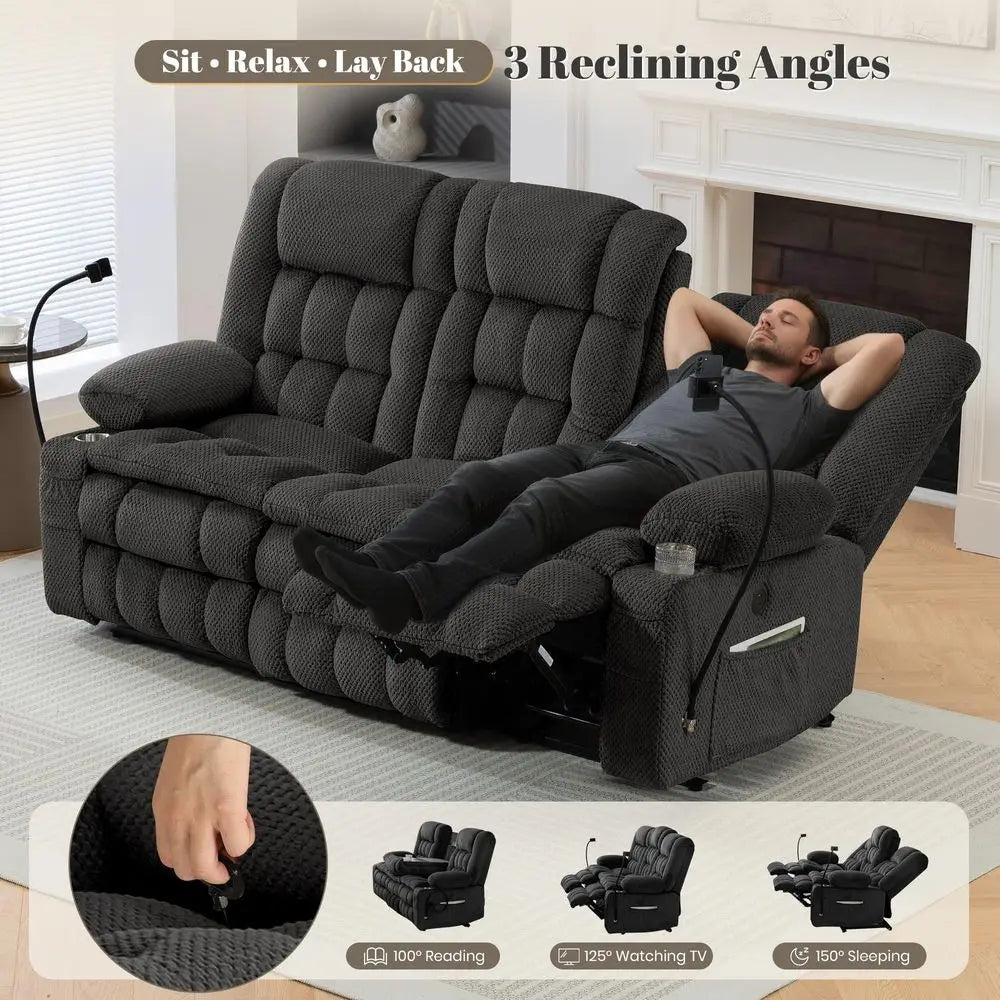 Recliner Sofa, 3 Seater Reclining Couch with FoldDown Console and Hidden Storage, Double Padded Recliner Sofa for Living Room,