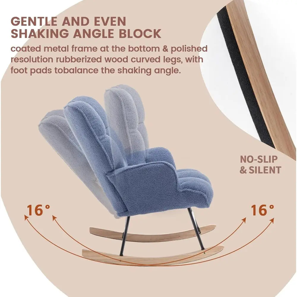 Nursery Rocking Chair With Upholstered Seat And Supportive High Backrest