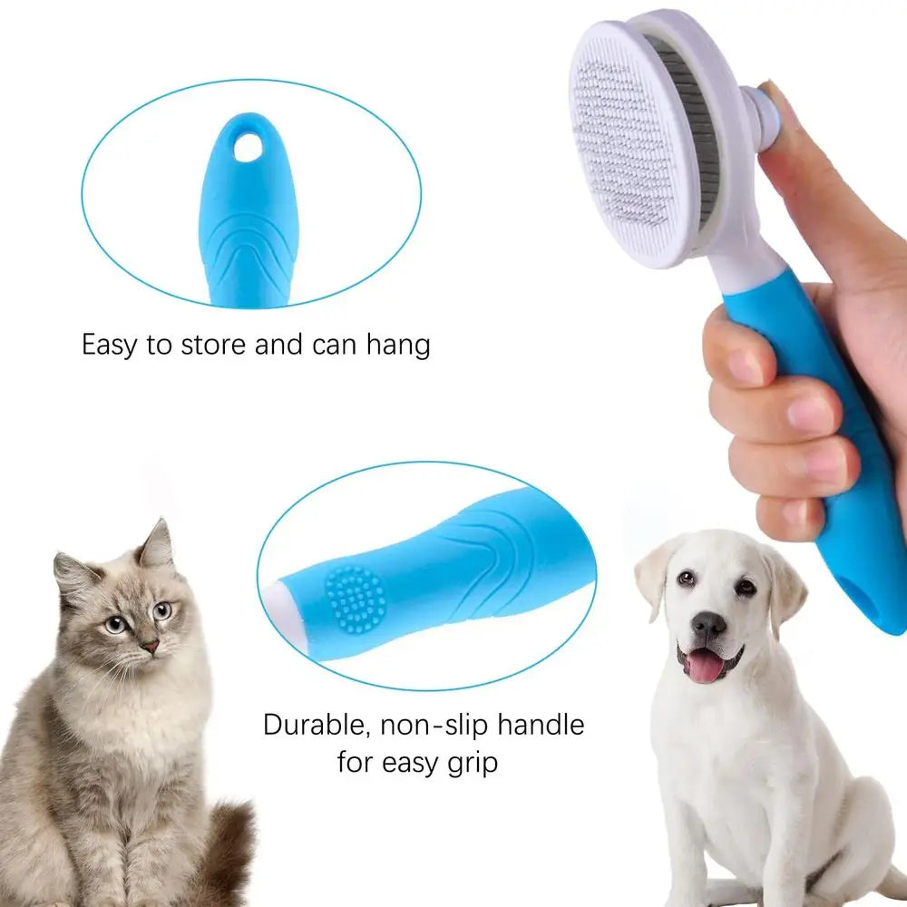 Cleaning Slicker Brush - Cat Skin-friendly Deshedding Grooming Massaging Tool for Long & Short Haired Pets, Easy Removes Underco