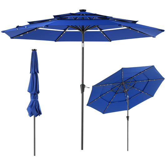 JHK 3-Tier Outdoor Patio Umbrella With LED Lighting