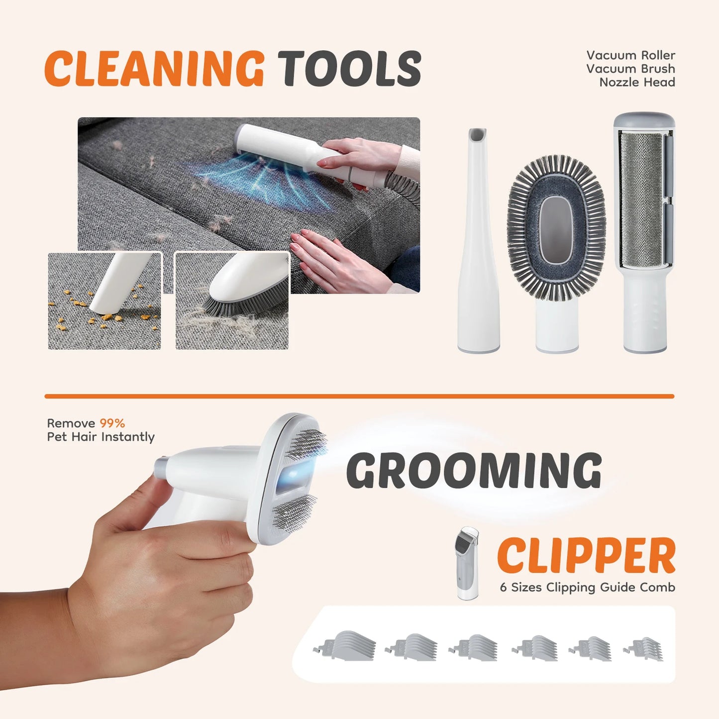 Professional Pet Grooming Vacuum Kit With Cordless Clippers For Pets