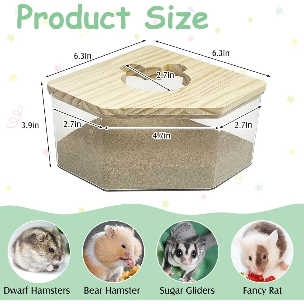 Hamster Sand Bath Box Transparent Acrylic Small Animals Shower Bathtub Guinea Pigs Digging Sand Container Cage Accessories for L