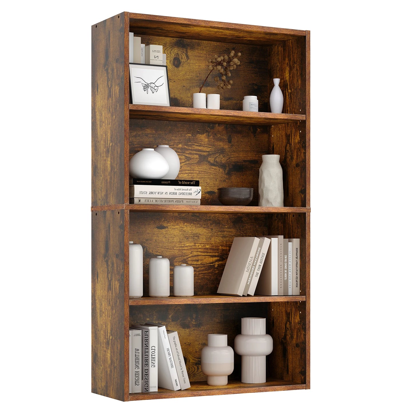 JHK Modern Wooden Bookcase Open Floor Standing Storage Unit